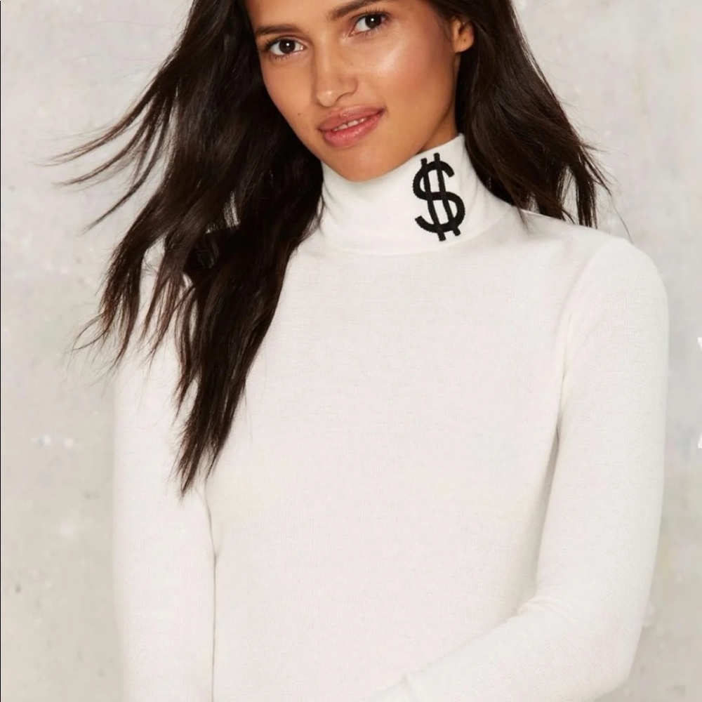 Nasty gal dollar sign turtleneck off white.